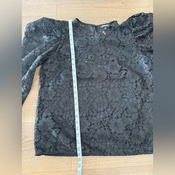 Express Black Puff Sleeve Lace Whimsigoth Blouse With Camisole Size Medium - Picture 10 of 10